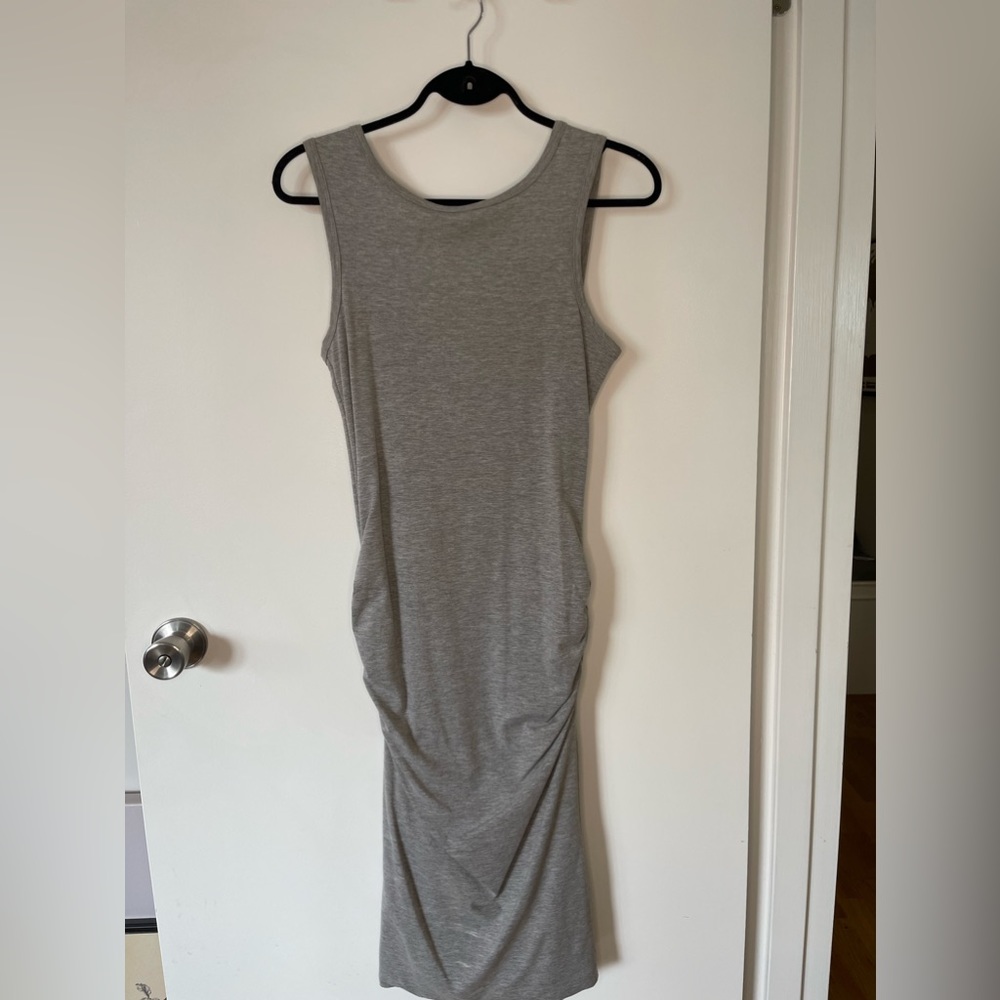 Grey tank top body contour dress by In Style, rouge on side